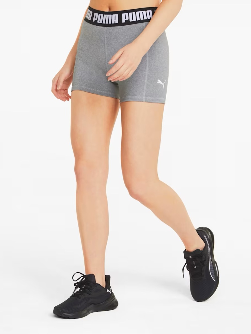 NWT PUMA Logo Women’s Light Gray Athletic Spandex Bike Shorts 3” Small S